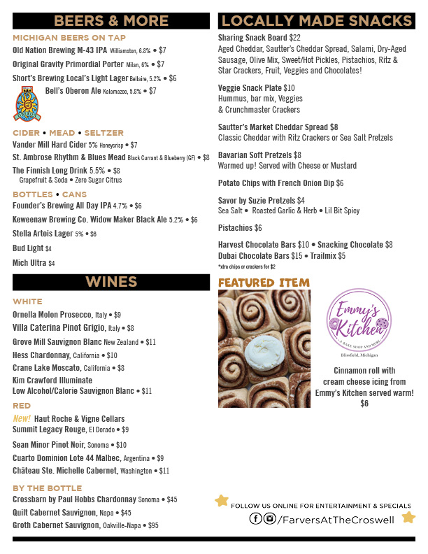 Farver's Menu April 2026